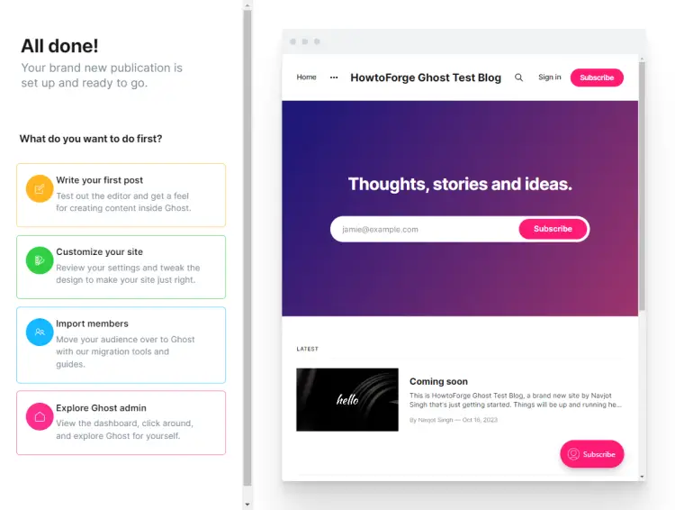 Предложения по установке Ghost