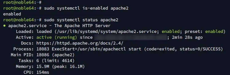 проверить apache2