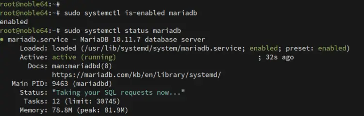 проверить mariadb