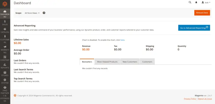 панель управления magento