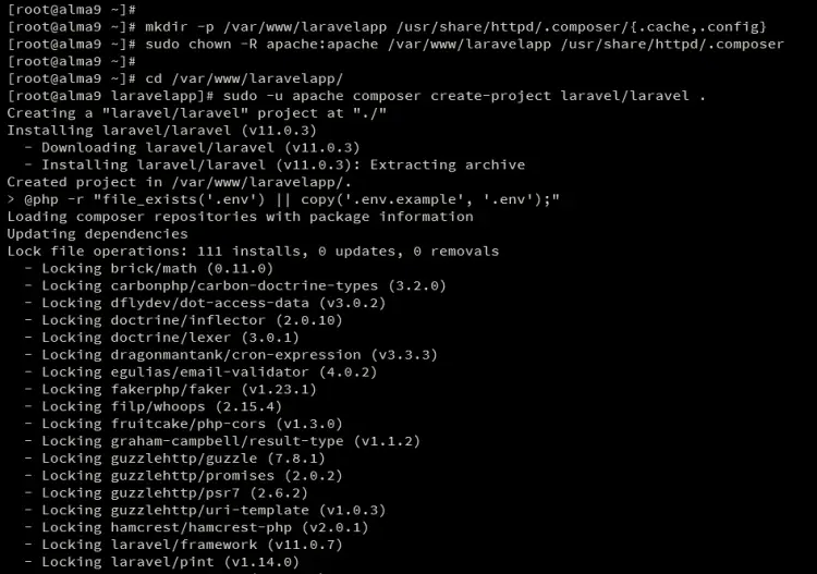 установить Laravel
