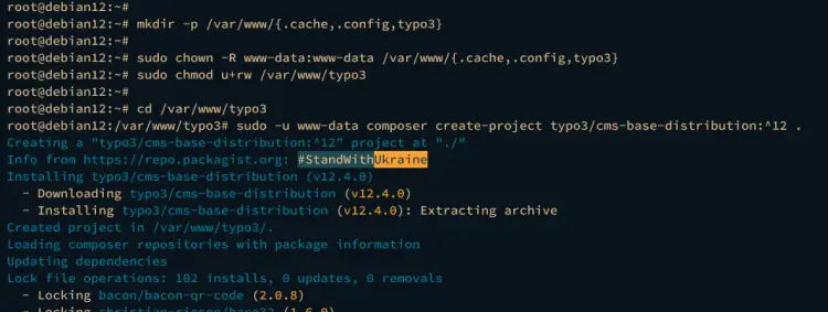 установить typo3 cms
