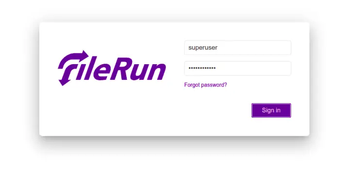Вход в FileRun
