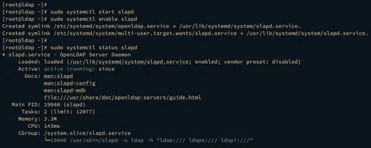 запустить службу openldap