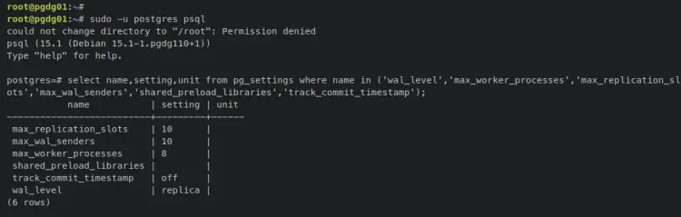 проверка уровня wal