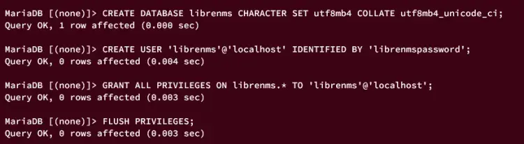 создание базы данных и пользователя
