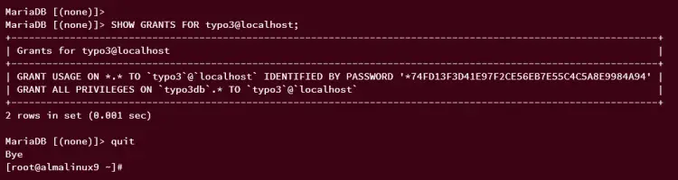 показать привилегии пользователя