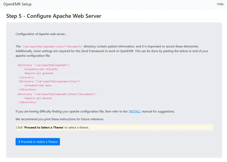 Настройки OpenEMR Apache