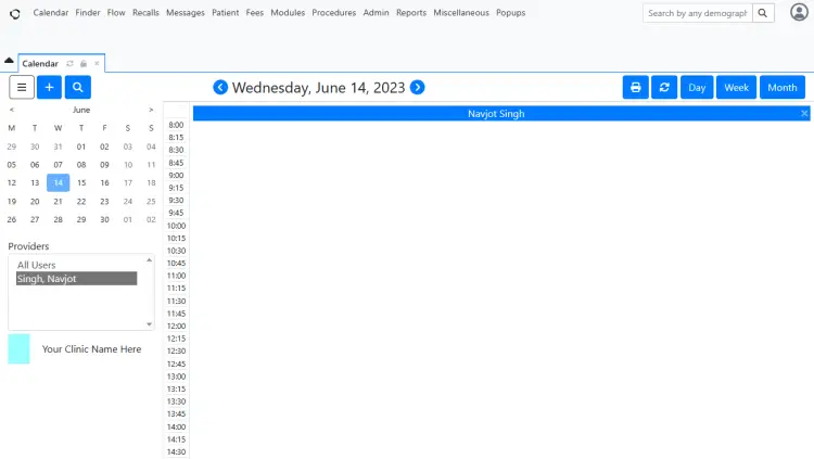 Приборная панель OpenEMR