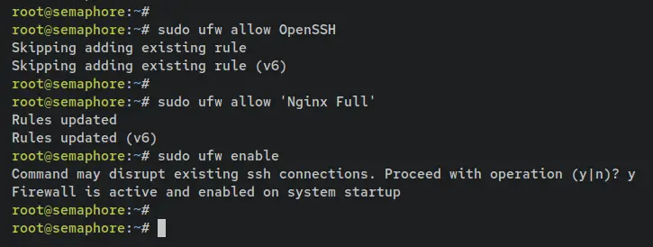 включить ufw