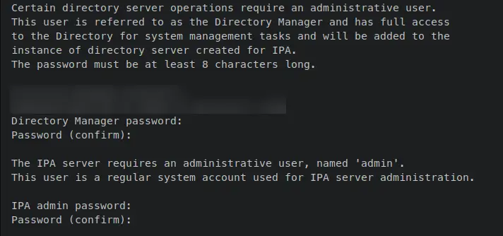 настройка пароля ipa admin и manager