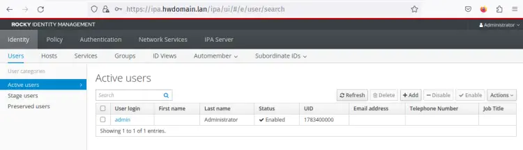 панель управления freeipa