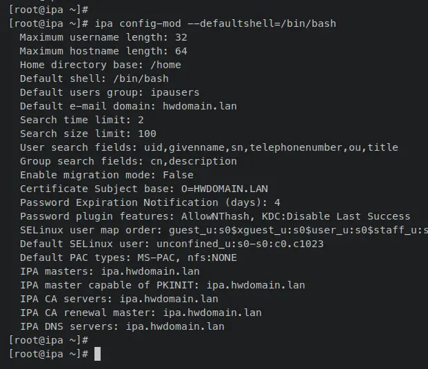 настройка пользователя по умолчанию