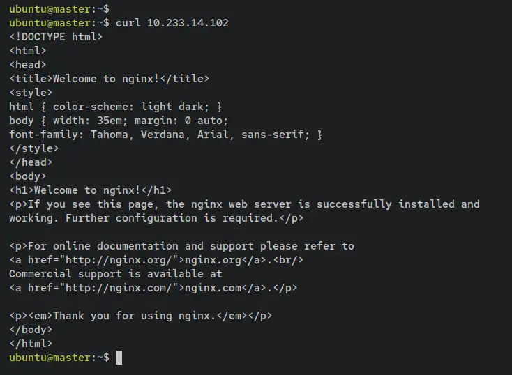 проверка развертывания nginx