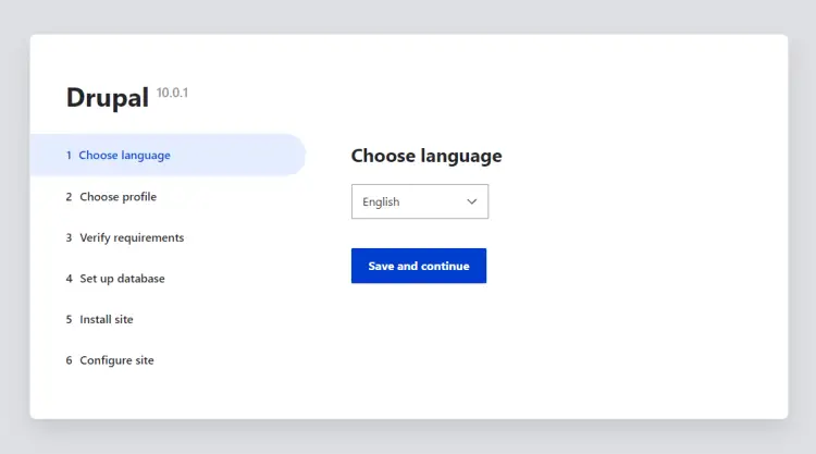 Главная страница установщика Drupal