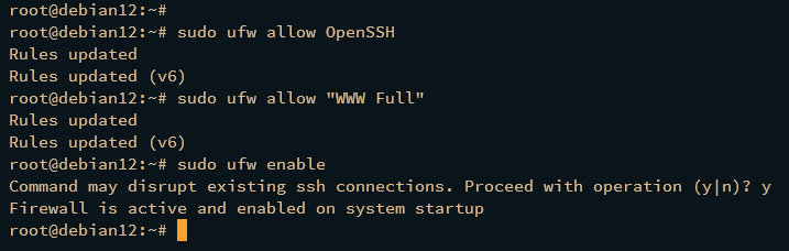 start enable ufw