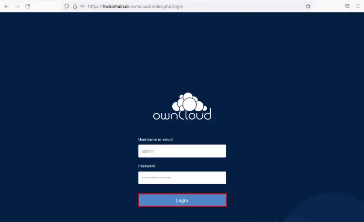 Страница входа в ownCloud