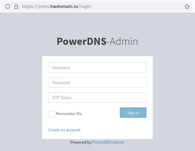 pdns создать учетную запись