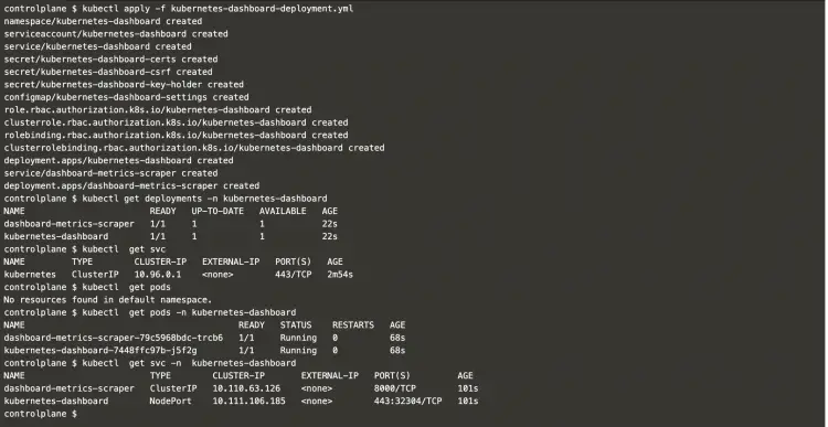 Создание объектов Kubernetes для панели управления