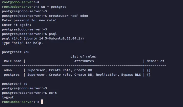 создать роль postgresql