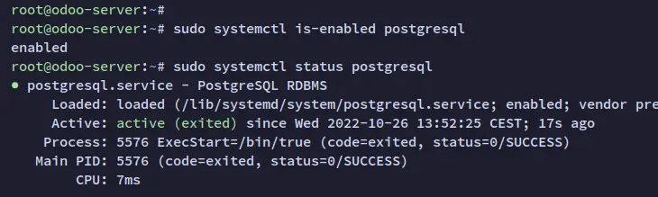 проверка службы PostgreSQL