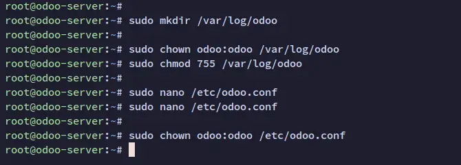 создание конфигурации Odoo
