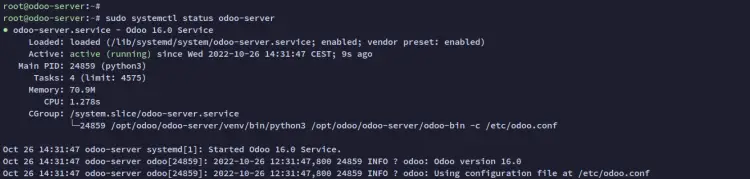 проверить службу odoo