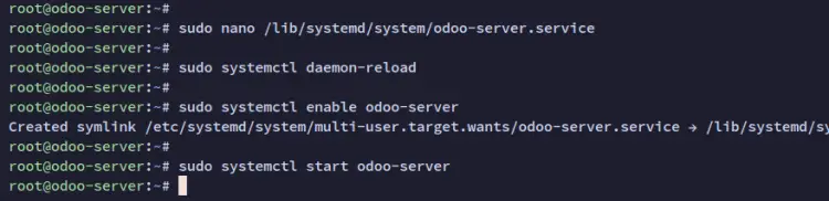 настройка службы odoo