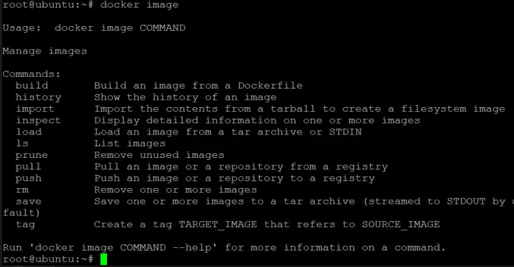Параметры CLI команды docker image