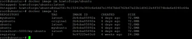 удалите локальный образ Ubuntu