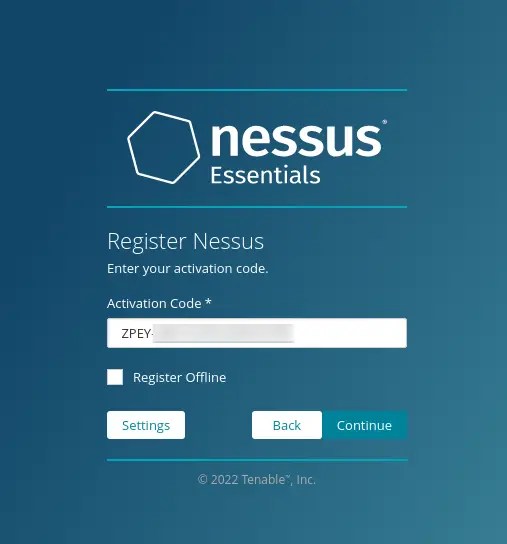 активировать Nessus