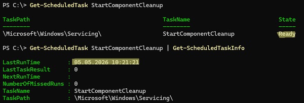 Запланированная задача — StartComponentCleanup