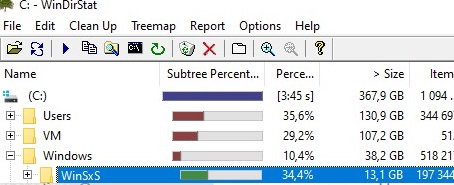 Размер папки WinSxS в Windows